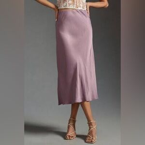 Anthropologie Purple Slip Midi Skirt